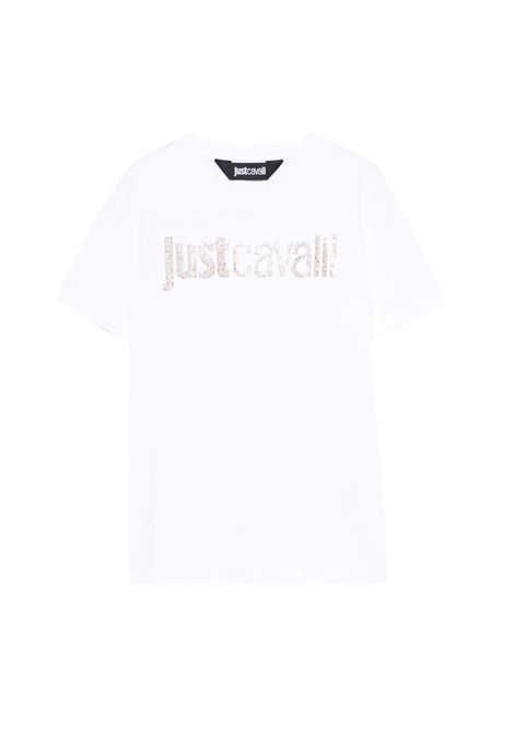 T-shirt with rhinestone logo JUST CAVALLI | T-shirt | 78PAHE15 CJ110G03